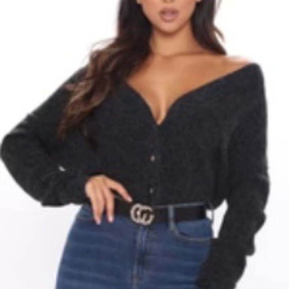 Book Worm Oversize Cardigan - Black Size: M